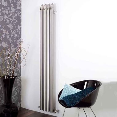 Aeon Bamboo Stainless Steel Wall Mounted Vertical Designer Radiator - Polished - 1200 x 550mm