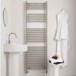 Aeon Seren Vertical Designer Heated Towel Rail Radiator - Brushed Trim, Brushed - 1300 x 650mm