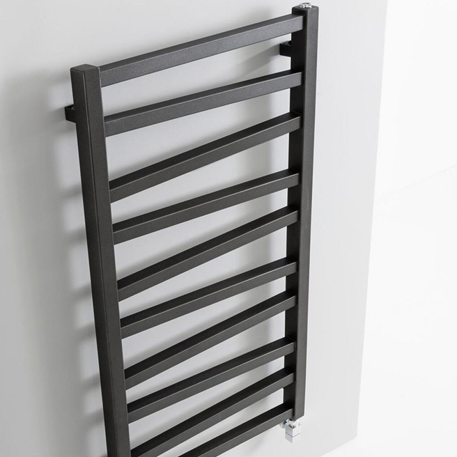 Crosswater Wedge Designer Heated Towel Rail - Metallic Black Matte - 1096 x 500mm