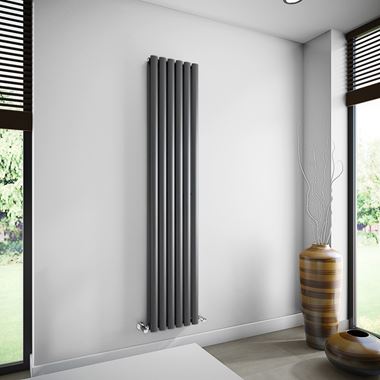 Brenton Oval Double Panel Vertical Radiator - Anthracite - 1800 x 354mm