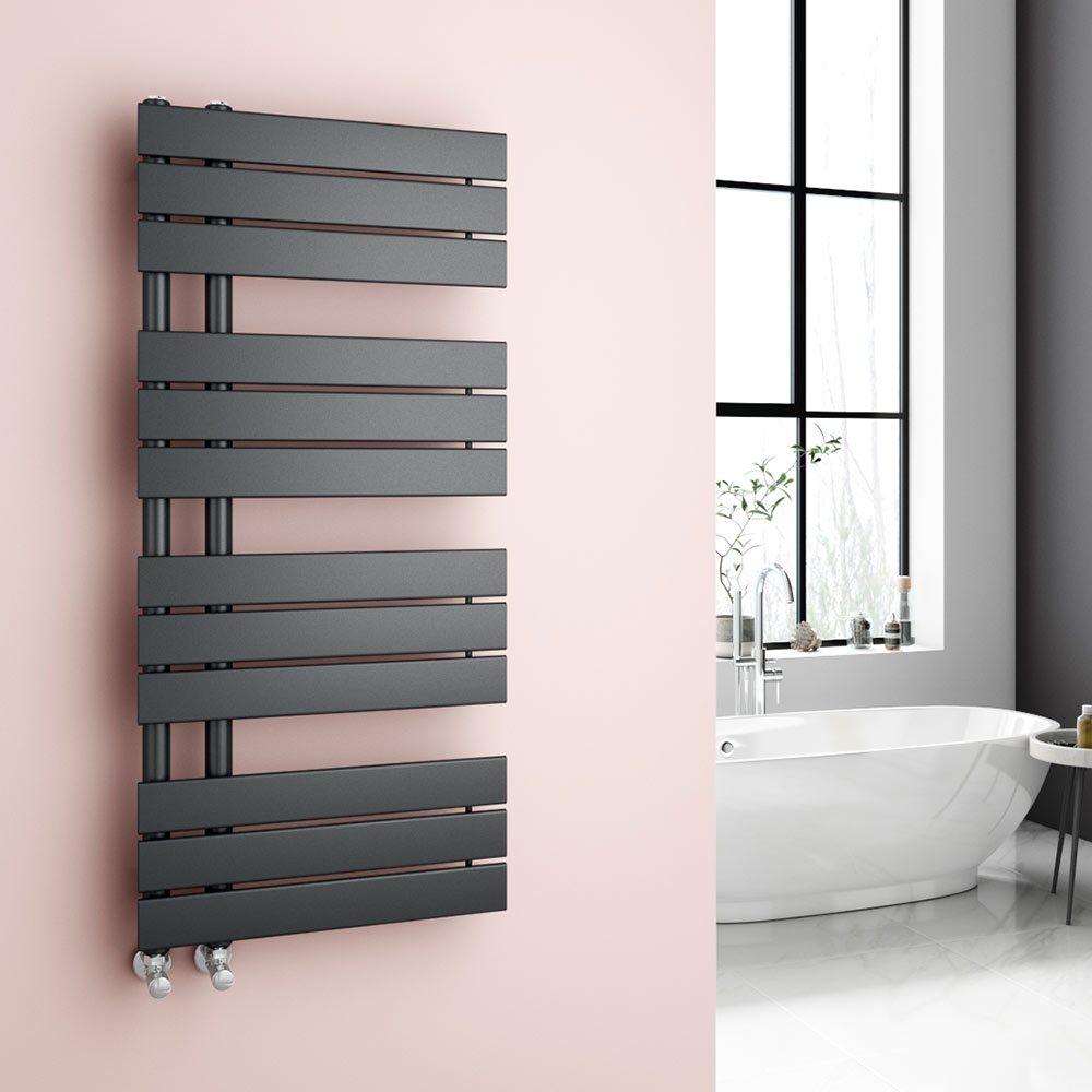 Designer Flat Panel Heated Bathroom Towel Rail Radiator Ladder Sand Grey Warmer 