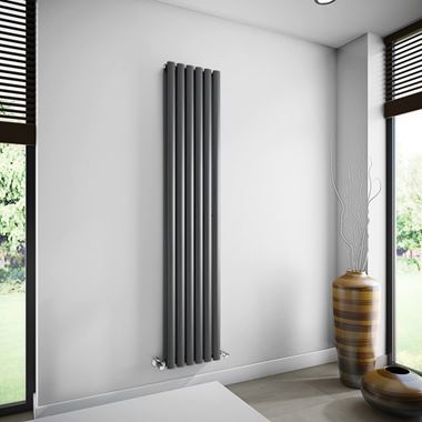 Brenton Oval Double Panel Vertical Radiator - Anthracite - 1800 x 360mm