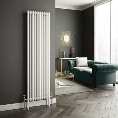 Butler & Rose Vertical Designer Column Style White Radiator - 1800 x 473mm - 3 Column
