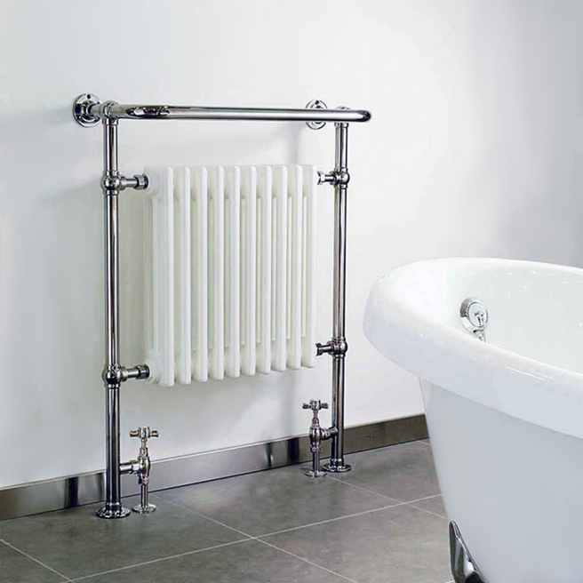 DQ Heating Croxton Floor Mounted Luxury Traditional Heated Towel Rail