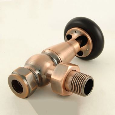 DQ Heating Enzo Luxury Thermostatic Angled Radiator Valve - Antique Copper