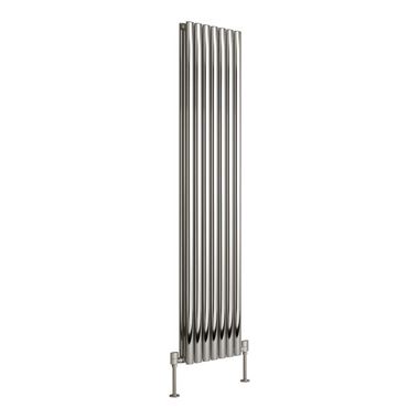 DQ Heating Cove Double Panel Stainless Steel Vertical Designer Radiator - Brushed - 1800 x 413mm