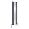DQ Heating Cove Mirror Mild Steel Vertical Designer Radiator - Anthracite - 1800 x 382mm