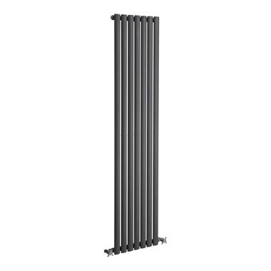 DQ Heating Cove Single Panel Mild Steel Vertical Designer Radiator - Anthracite - 1500 x 295mm