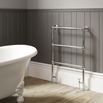DQ Heating Ickburgh Floor Mounted Luxury Traditional Heated Towel Rail - Brushed Nickel - 952 x 500mm
