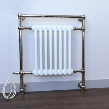 DQ Heating Lynford Wall Mounted Luxury Traditional Heated Towel Rail - Polished Nickel - 789 x 685mm