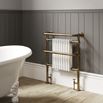 DQ Heating Old Buckenham Floor Mounted Luxury Traditional Heated Towel Rail - Antique Brass - 952 x 500mm
