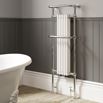 DQ Heating Old Buckenham Floor Mounted Luxury Traditional Heated Towel Rail - Brushed Nickel - 952 x 500mm