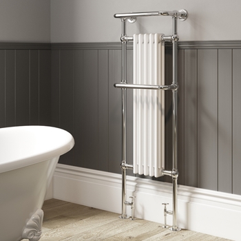 DQ Heating Old Buckenham Floor Mounted Luxury Traditional Heated Towel Rail