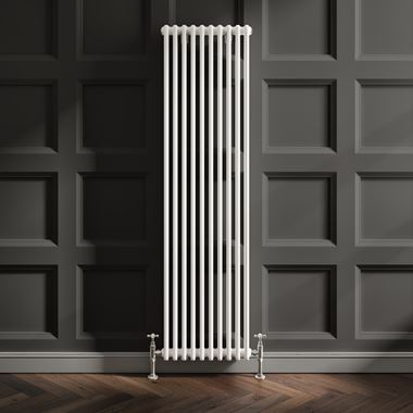 EliteHeat Vertical Designer 3 Column White Radiator - 1800 x 474mm