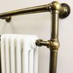 DQ Heating Lynford Floor Mounted Luxury Traditional Heated Towel Rail - Antique Brass - 952 x 837mm