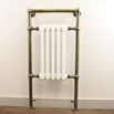 DQ Heating Lynford Floor Mounted Luxury Traditional Heated Towel Rail - Antique Brass - 952 x 500mm