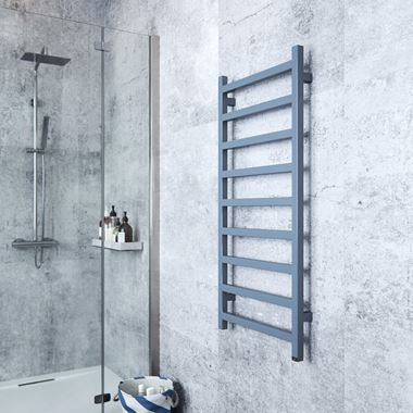 Terma Simple One Electric Heated Towel Rail with Heating Element - Pigeon Blue - 1080 x 500mm