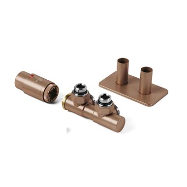 Terma Vario Twins Bright Copper All In One Integrated 50mm Valves with Pipe Masking Set - Right