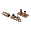 Terma Vario Twins Bright Copper All In One Integrated 50mm Valves with Pipe Masking Set - Left