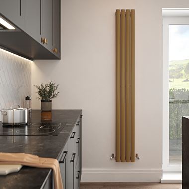The Tap Factory Vibrance Single Panel Vertical Radiator 1800 x 236mm - Brushed Brass